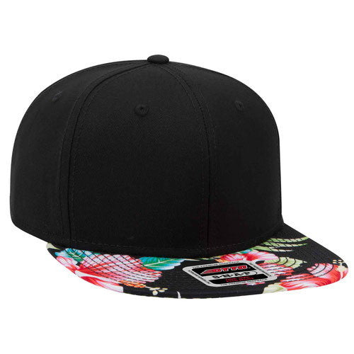 Black/Floral Flat Bill Snapback